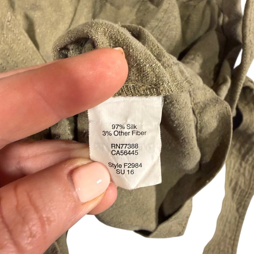 Madewell Portside Faux Wrap Silk Skirt Women's Olive Green Knee Length - Size 8 - Picture 9 of 10